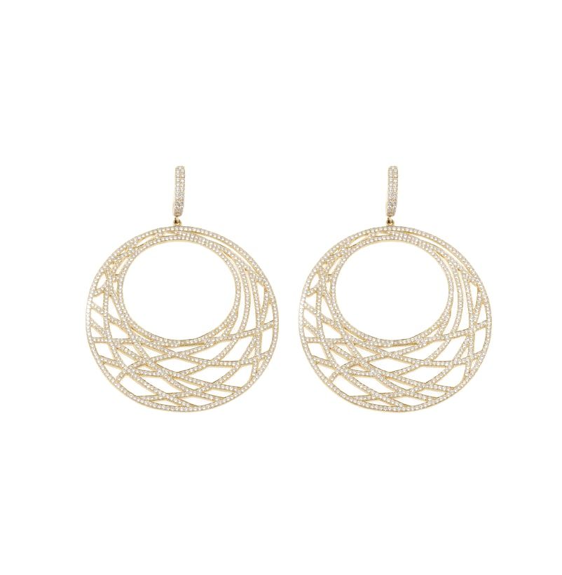Openwork gold lace hoop earrings